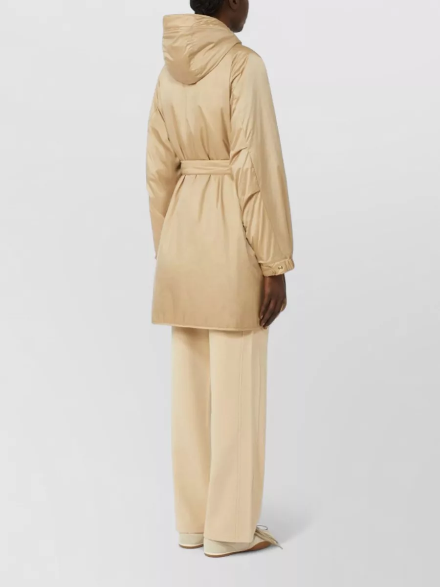 Weekend Max Mara Long Hooded Coat Quilted Belt And Pockets