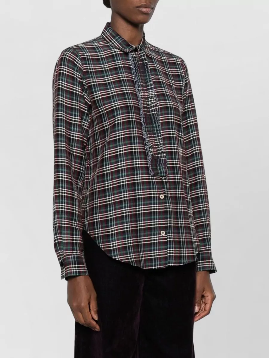 Forte Forte Cotton Blend Tartan Ruffled Long-Sleeve Shirt