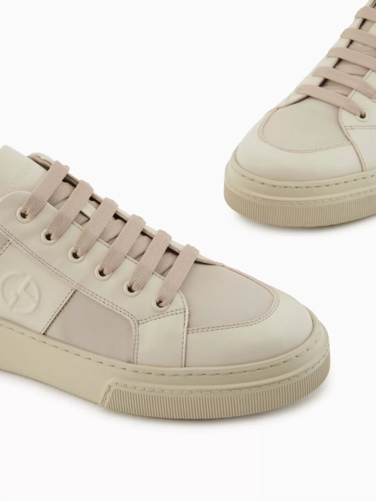 Giorgio Armani Leather Lace Holder Sneakers