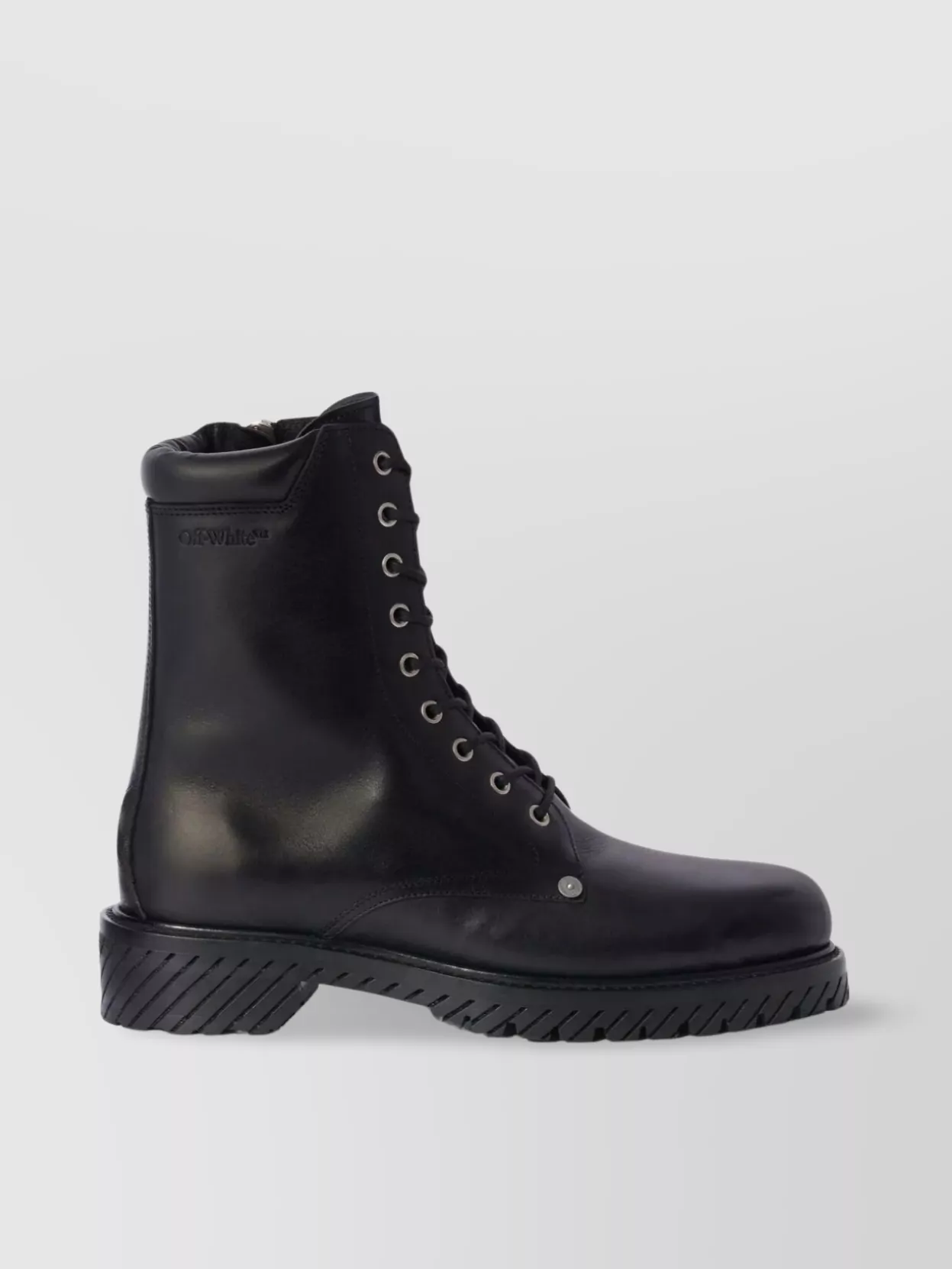Shop Off-white Sturdy Rubber Sole Combat Boots In Black