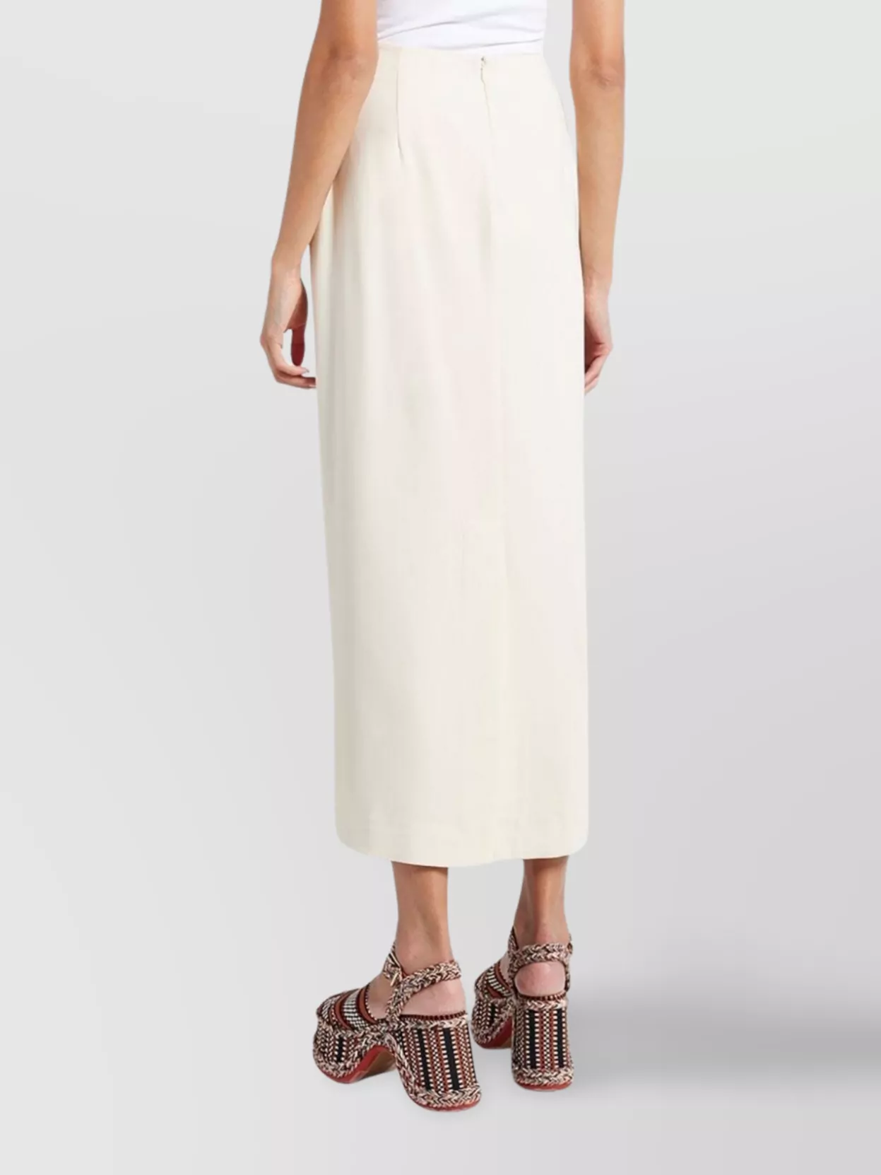 Staud Tailored Skirt With Slit And Pockets In White