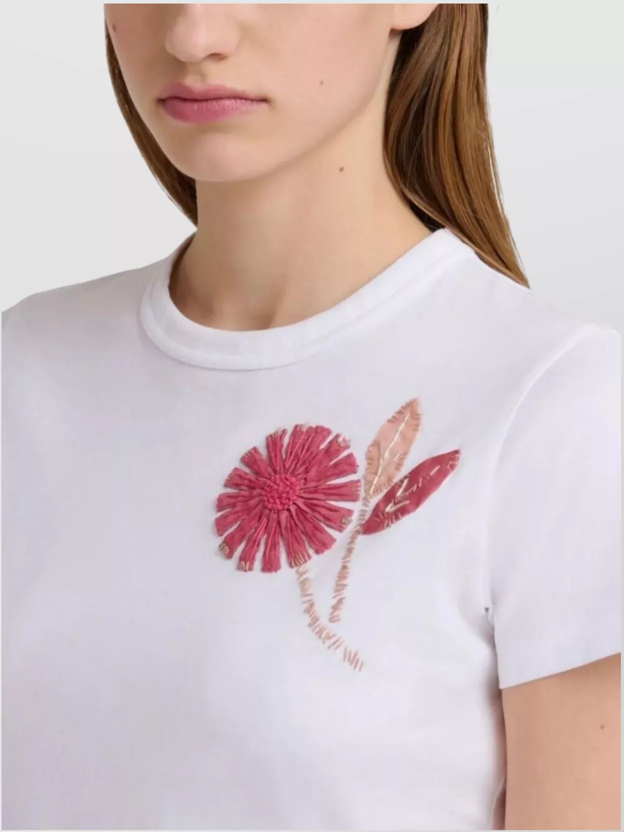 Marni Camellia Embroidered Organic Cotton Crew Neck T-Shirt