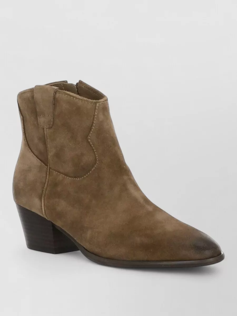 Ash Womens Suede Ankle Boots Block Heel