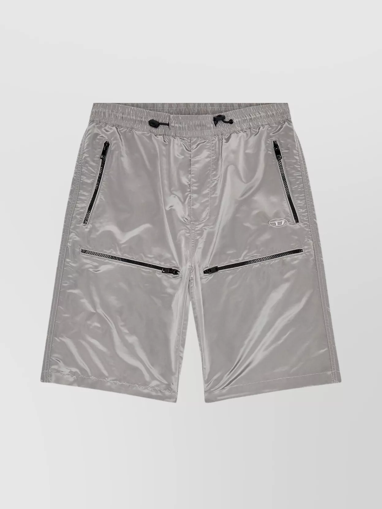 Shop Diesel Elastic Waist Drawstring Shorts With Reflective Accents
