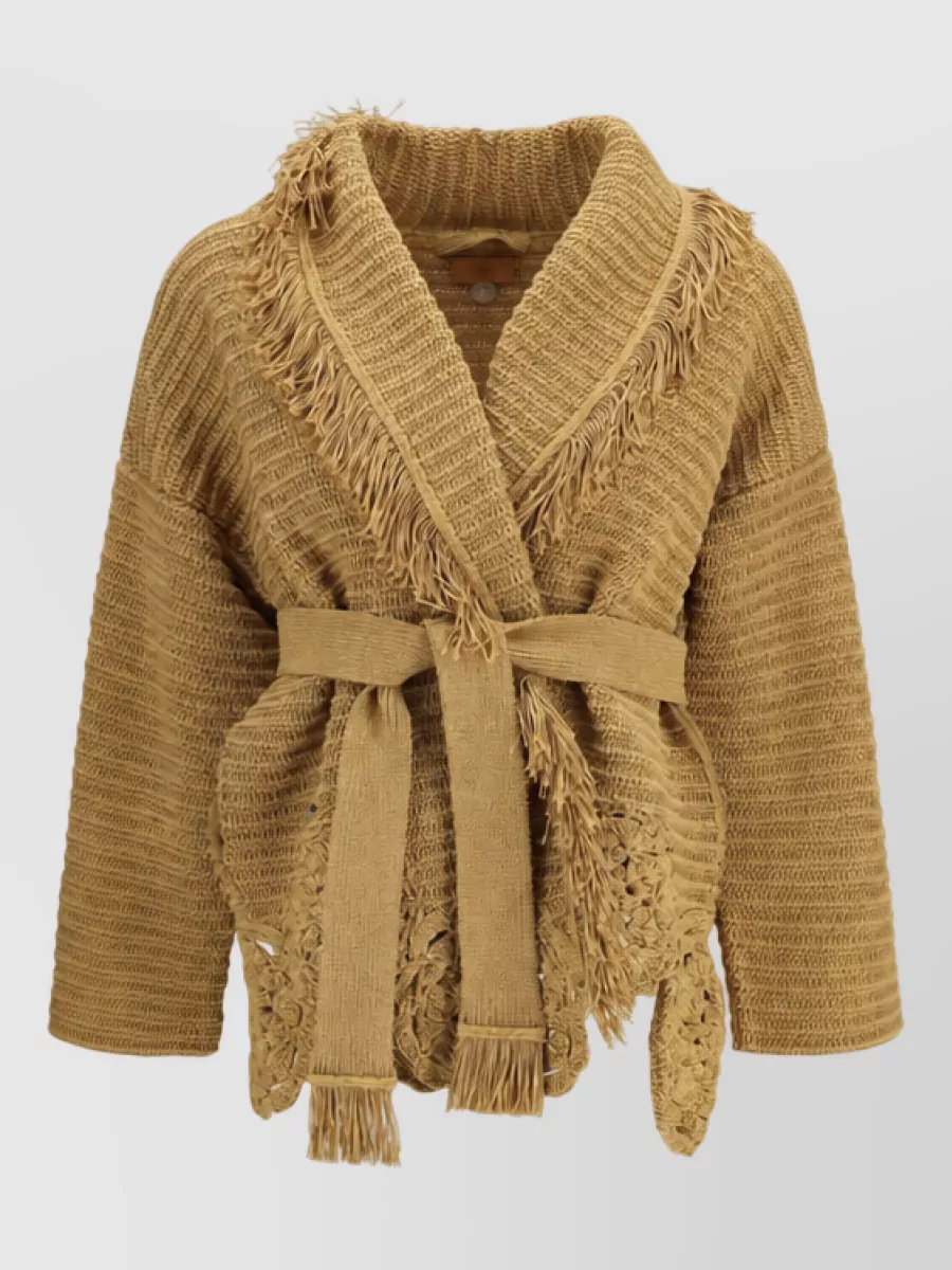 Alanui crocheted belted cardigan