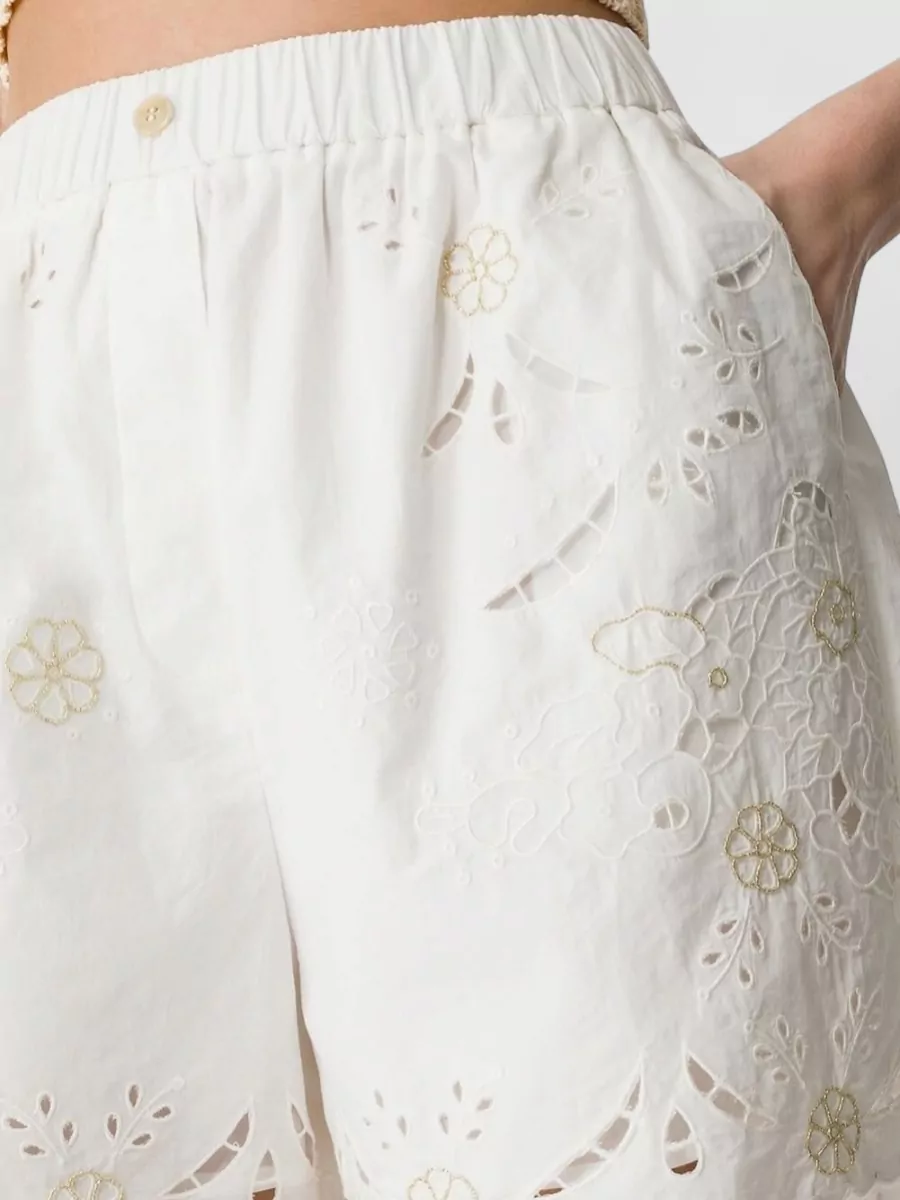 Forte Forte Embroidered Cotton Tailored Shorts