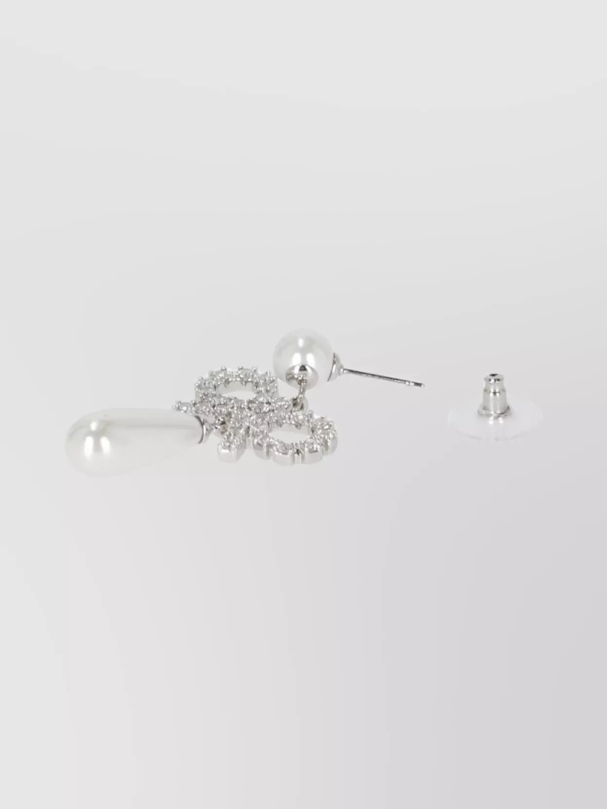 Self-portrait Bow Bead Crystal Pearl Earrings