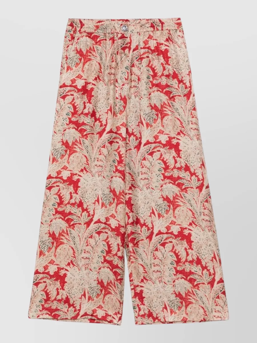 Pierre Louise Mascia Silk Printed Wide-Leg Trousers