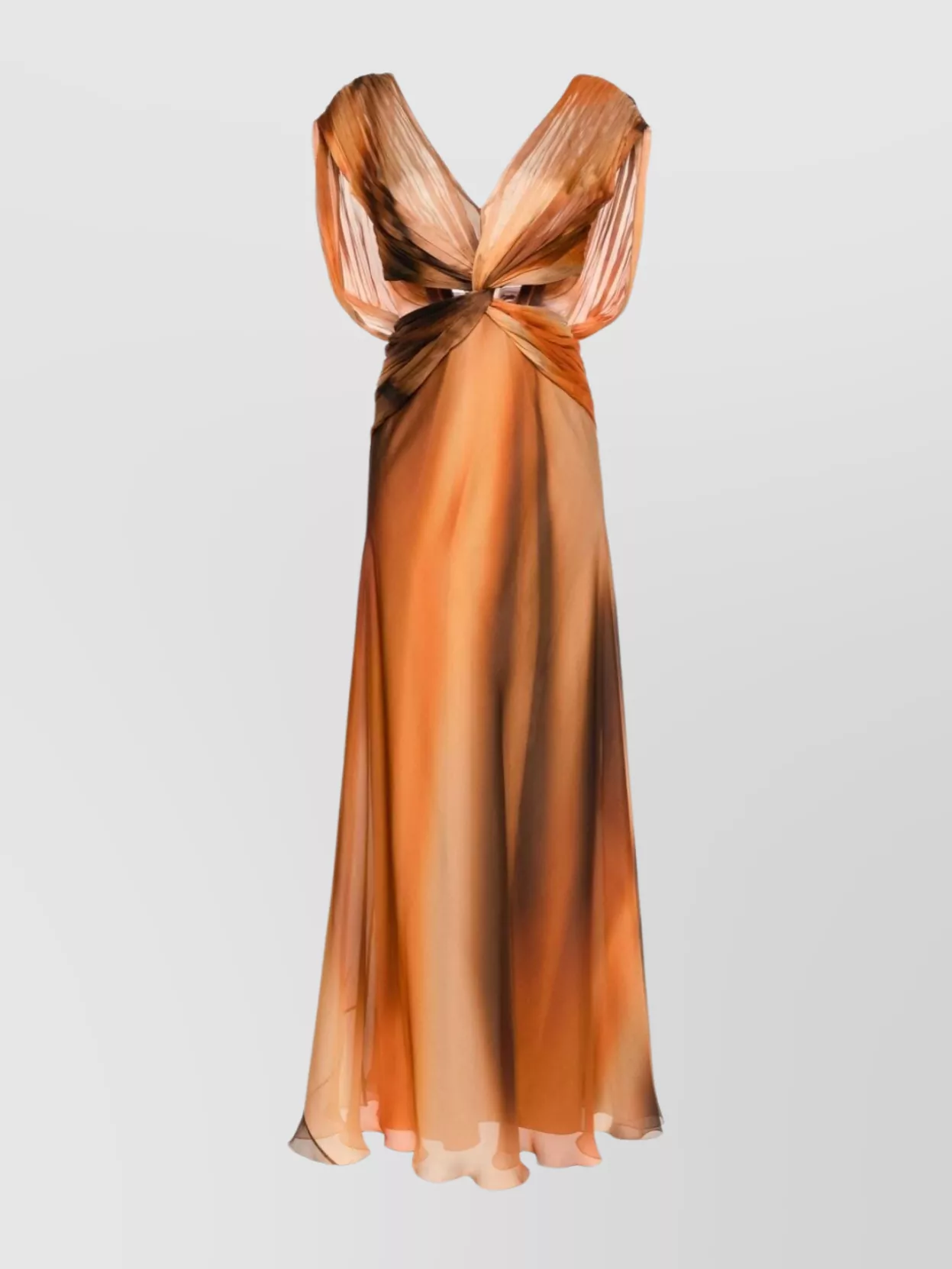 Shop Alberta Ferretti Plissé Halterneck Dress With Draped Detailing