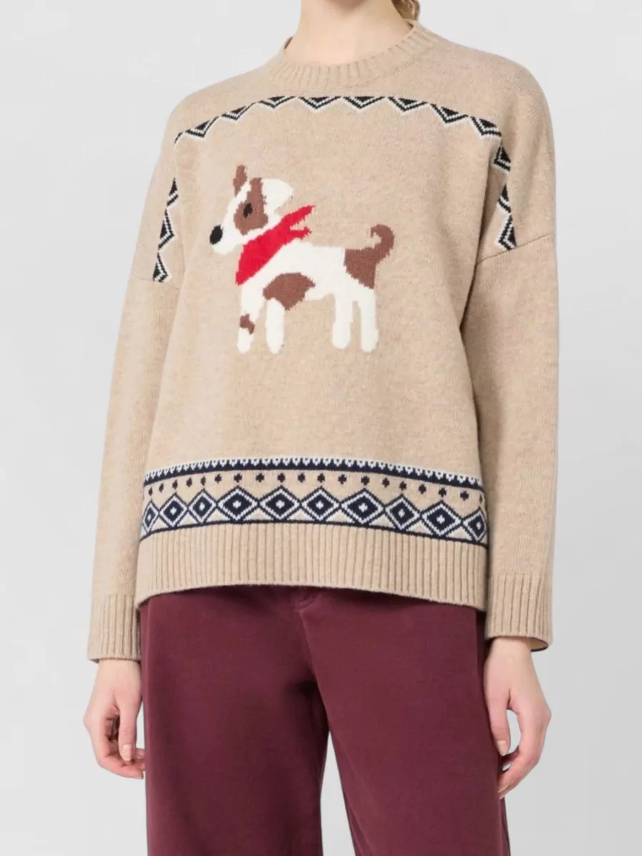 Weekend Max Mara Virgin Wool Jacquard Oversized Crew-Neck Jumper