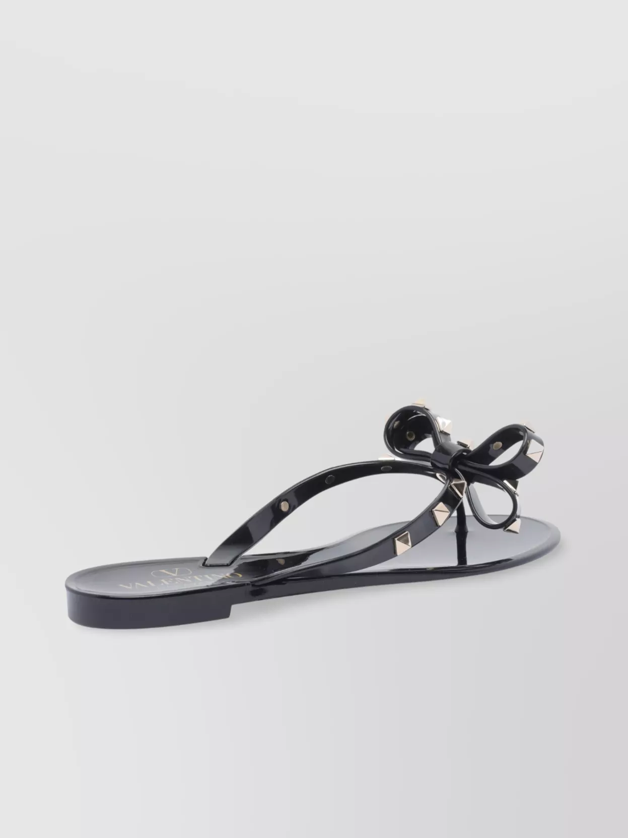 Valentino Heel Sandals With Bow Accent And Studded Embellishments
