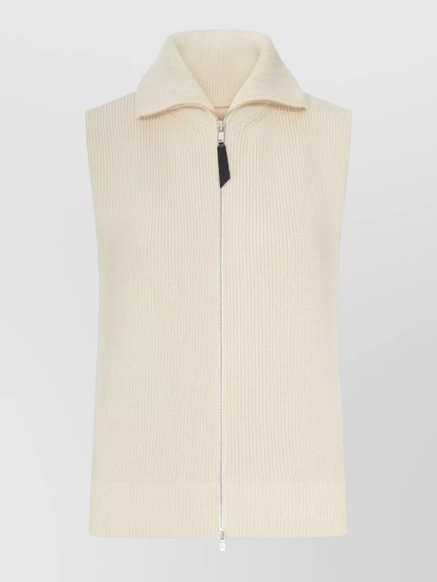 Maison Margiela ribbed high neck sleeveless knitted top