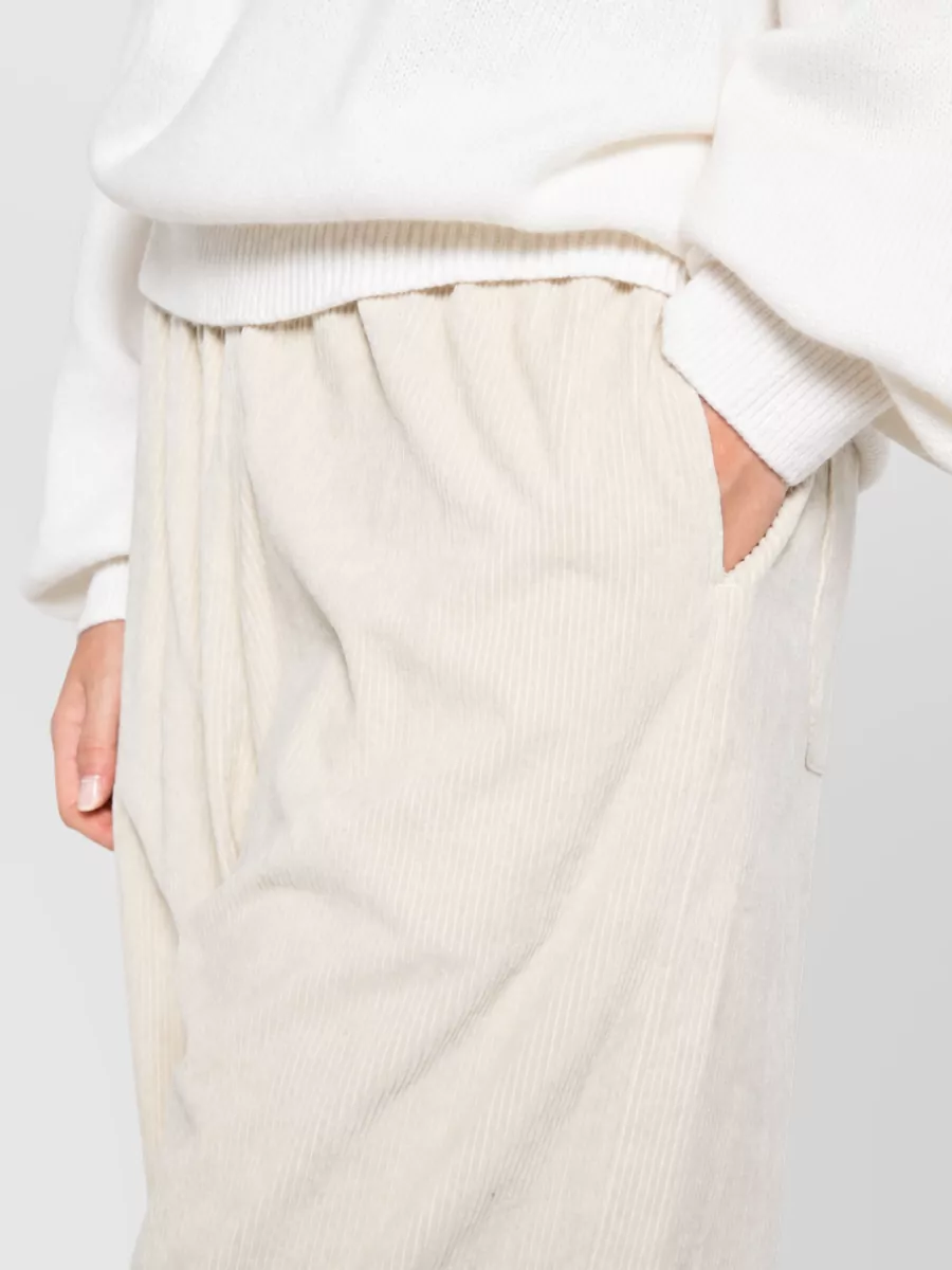 Apuntob Cotton Corduroy Wide Leg Drawstring Trousers