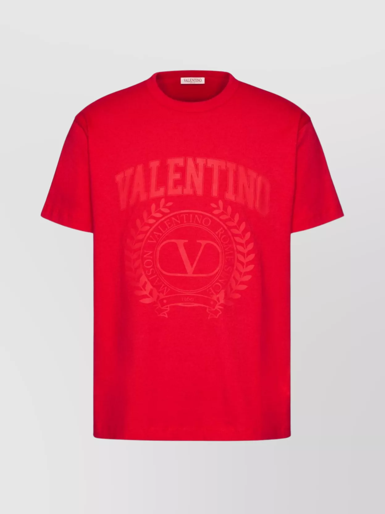 Shop Valentino Chest Logo Crew Neck T-shirt In Red