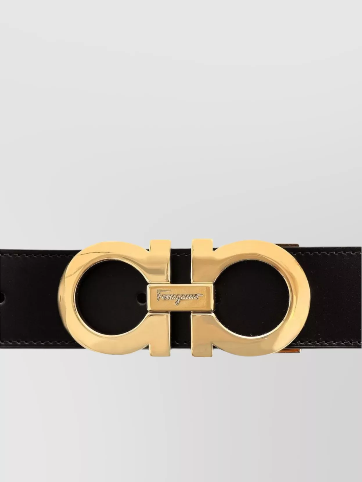 Ferragamo Leather Belt Adjustable Gold-Tone Buckle