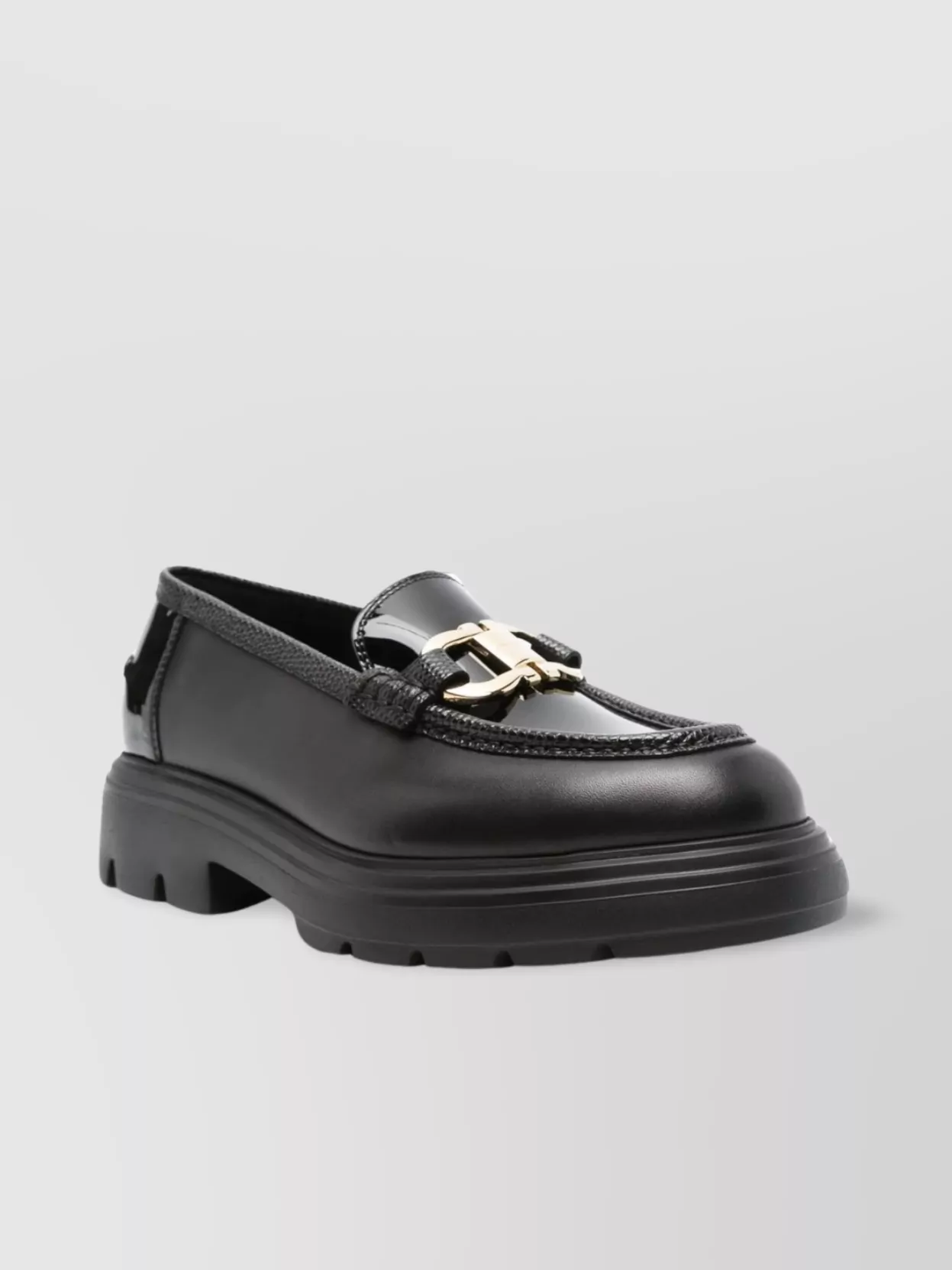Ferragamo Brooke Loafers With Chunky Sole And Gold-tone Hardware In Black