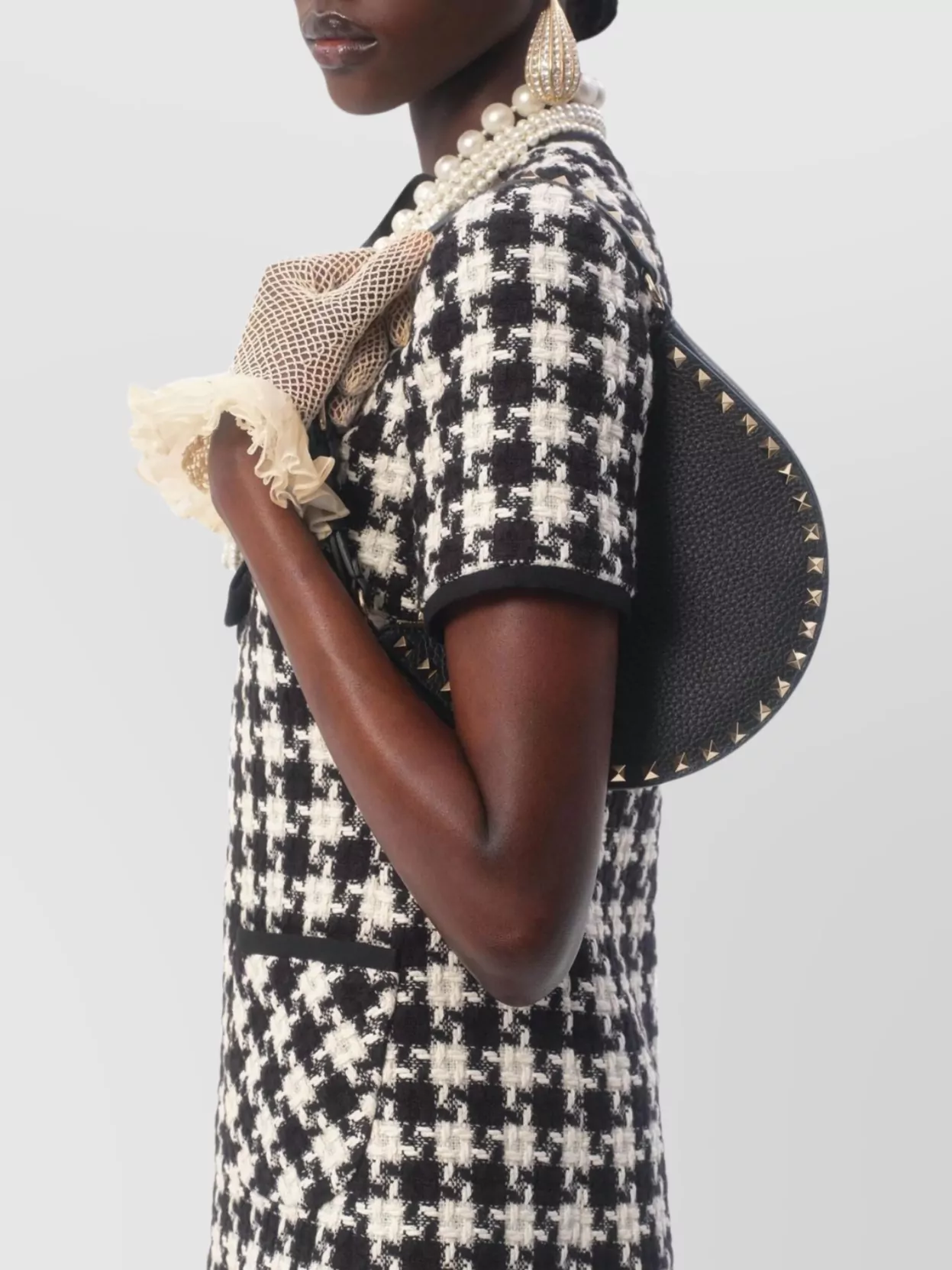 Valentino Garavani Mini Rockstud Hobo Bag In Grained Leather