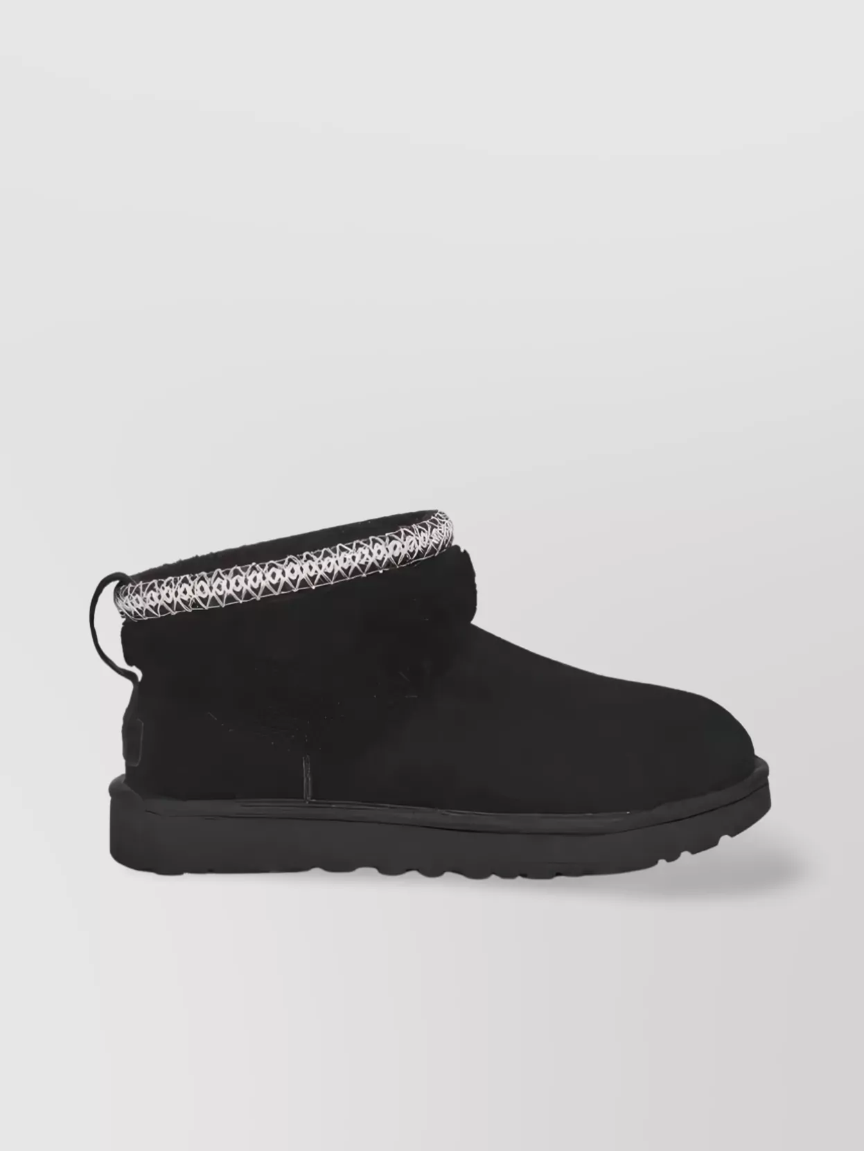 UGG FUR TRIM ANKLE BOOTS WITH RIDGED SOLE
