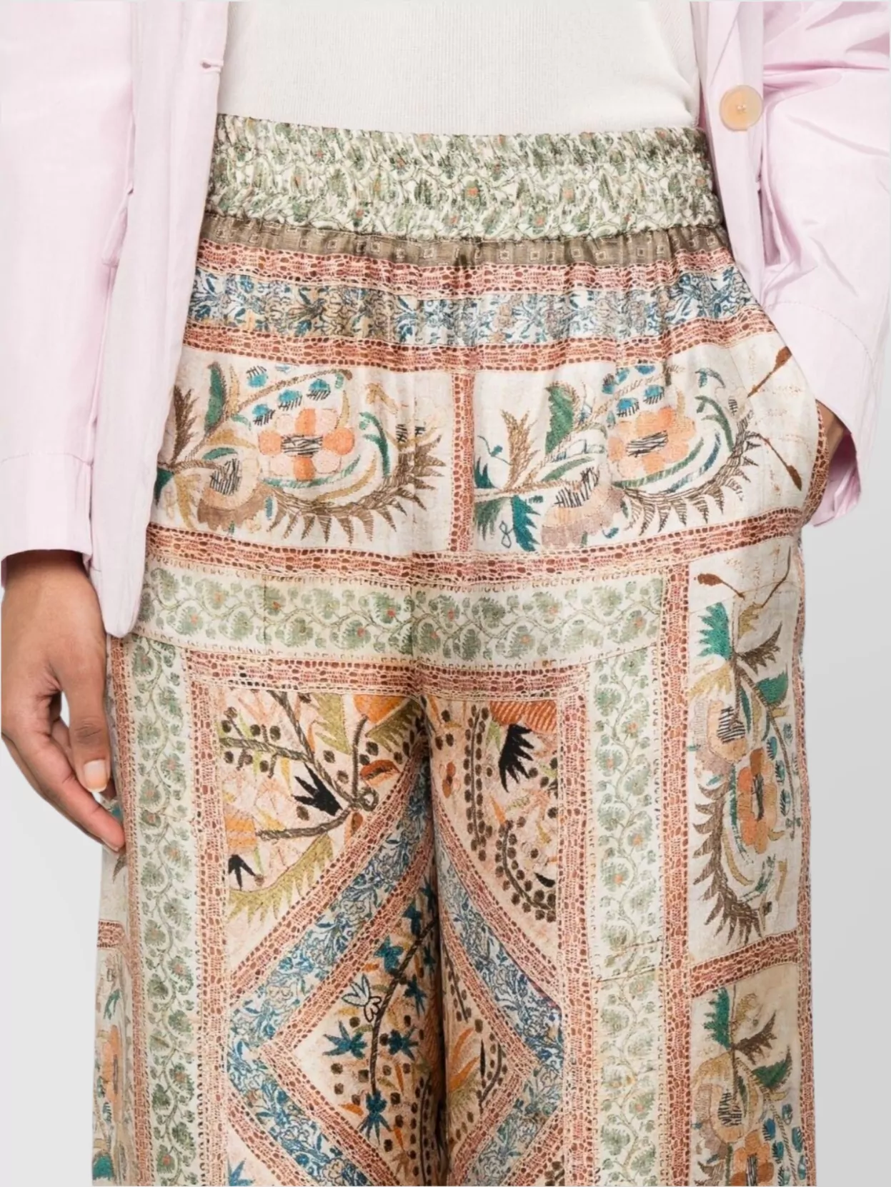 Pierre Louise Mascia Graphic Print High Waist Wide Leg Trousers