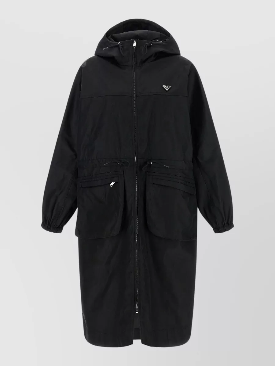 Prada hooded oversized technical raincoat