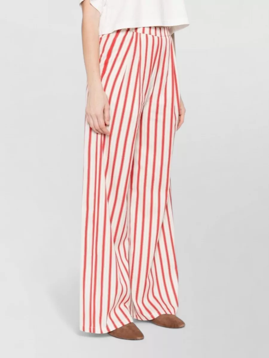 Forte Forte Silk Wide-Leg Striped Trousers