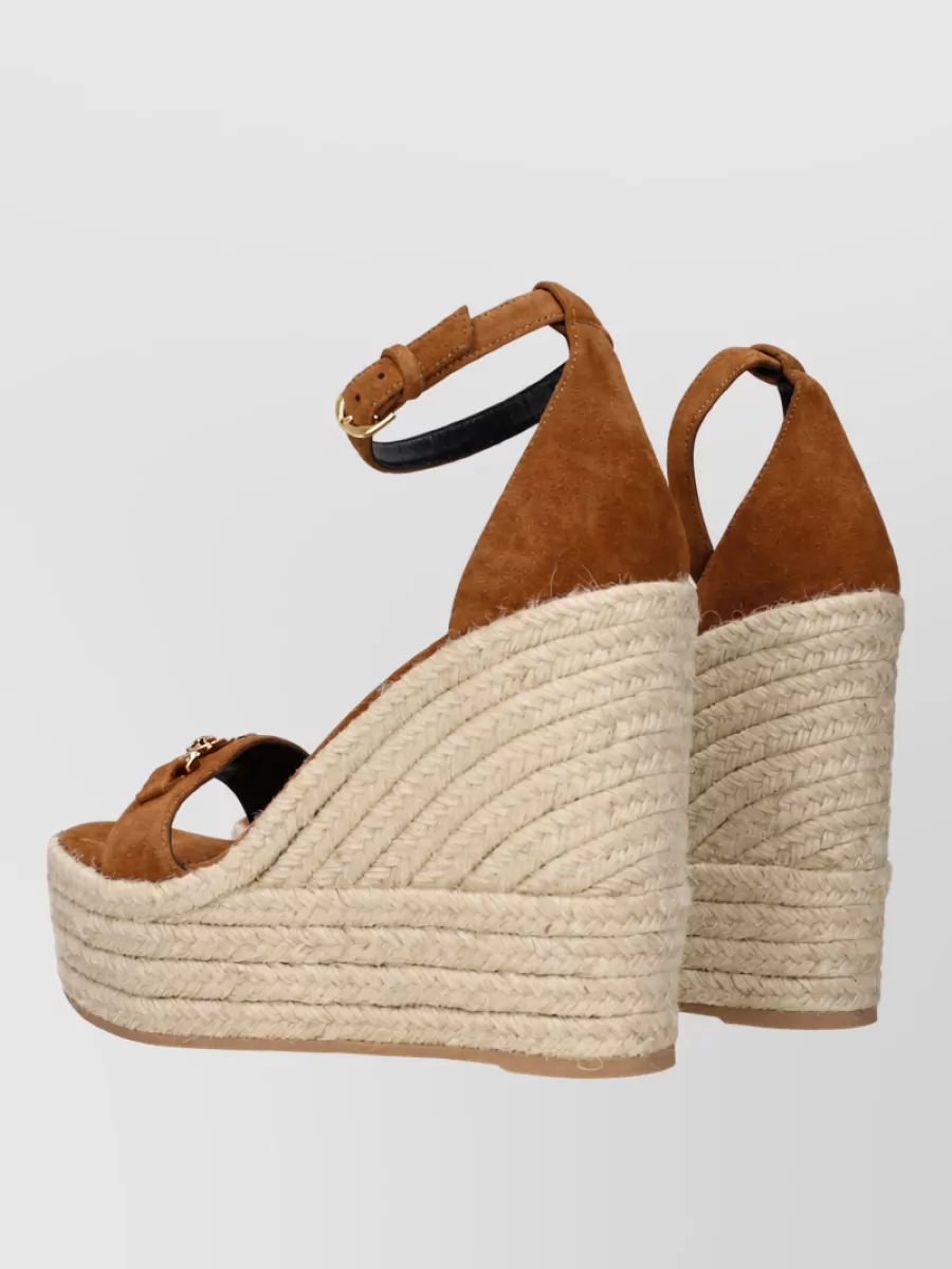 Versace Leather Wedge Espadrille Sandals