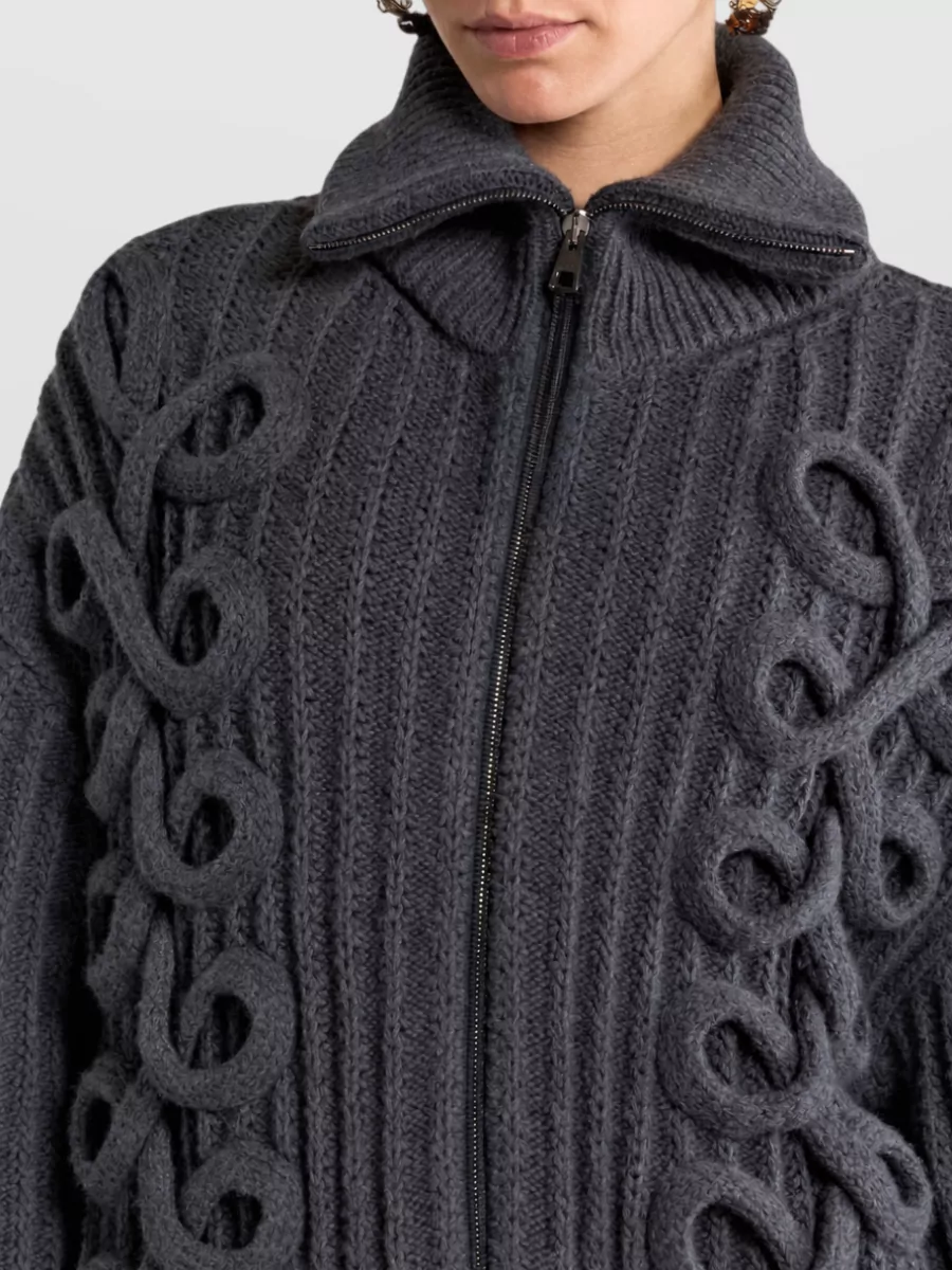 Etro Ribbed Turtleneck Zip-Up Cardigan