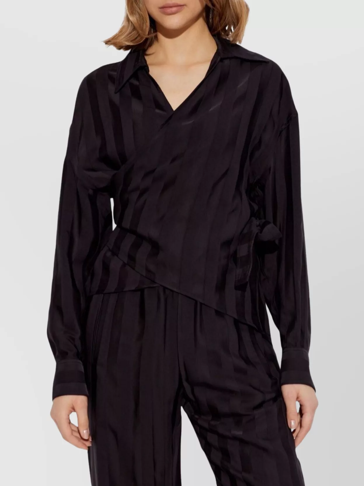 Golden Goose Striped Collared Wrap Top