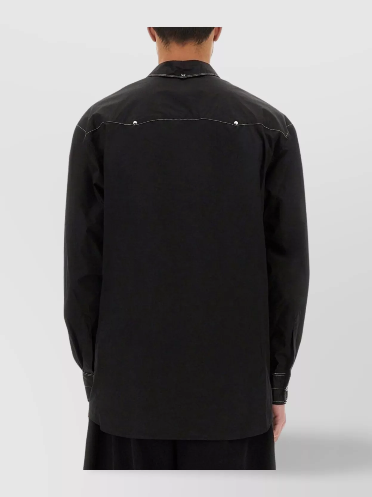 Lemaire Black Cotton Satin Embellished Metal Shirt In Black