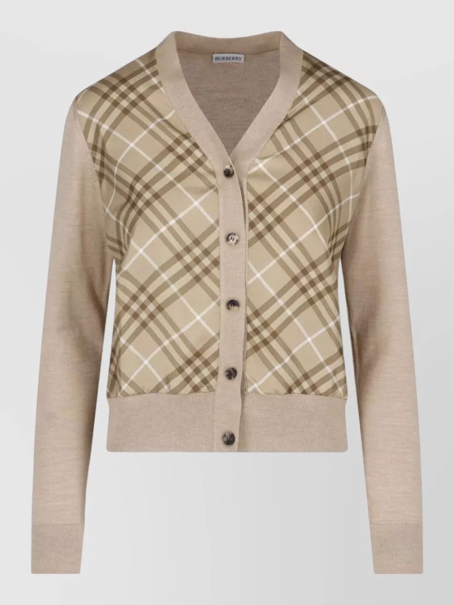 Burberry Silk Blend Crewneck Fitted Jacket