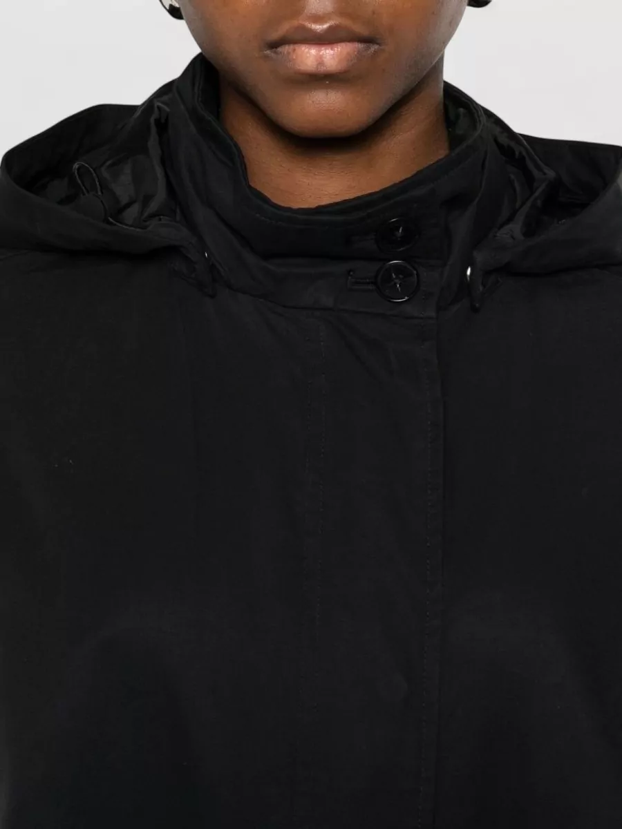 Closed Cotton Nylon Hooded Parka Coat