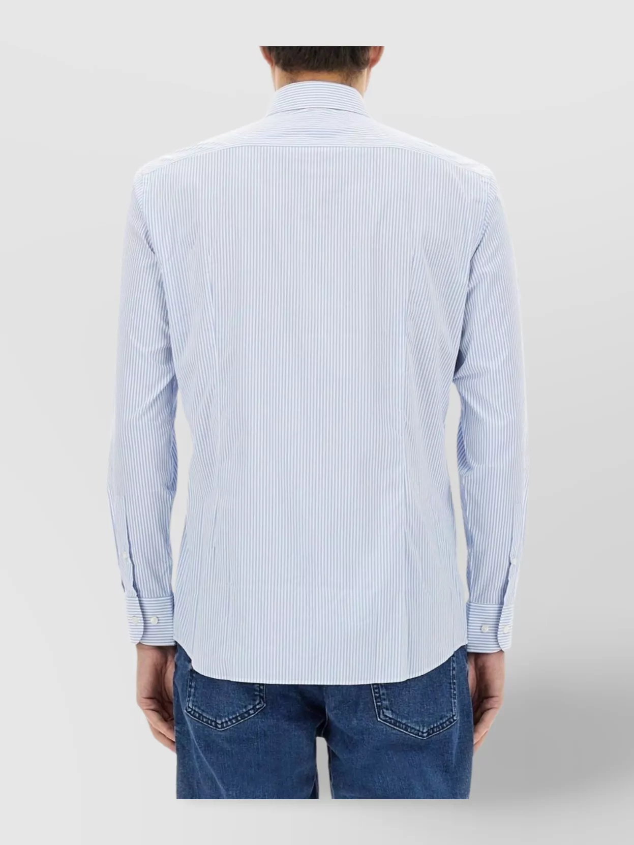 Boss Striped Button-Down Collar Shirt With Long Sleeves