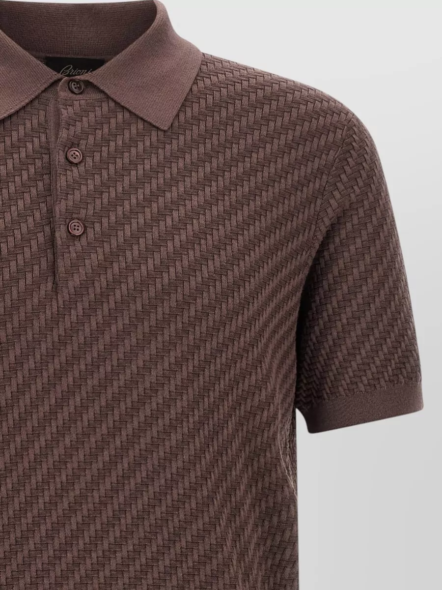 Brioni Textured Polo Shirt Short Sleeves