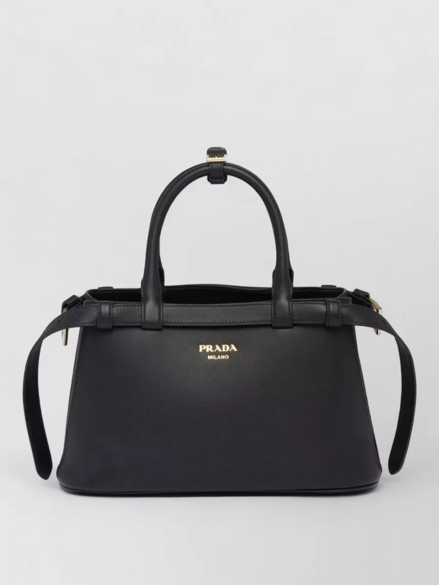 Prada Buckle small leather handbag with double belt