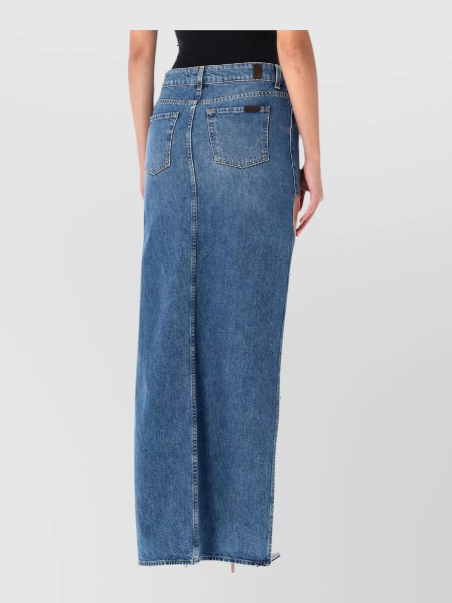 7 For All Mankind Denim Asymmetric Low-Rise Mini Skirt