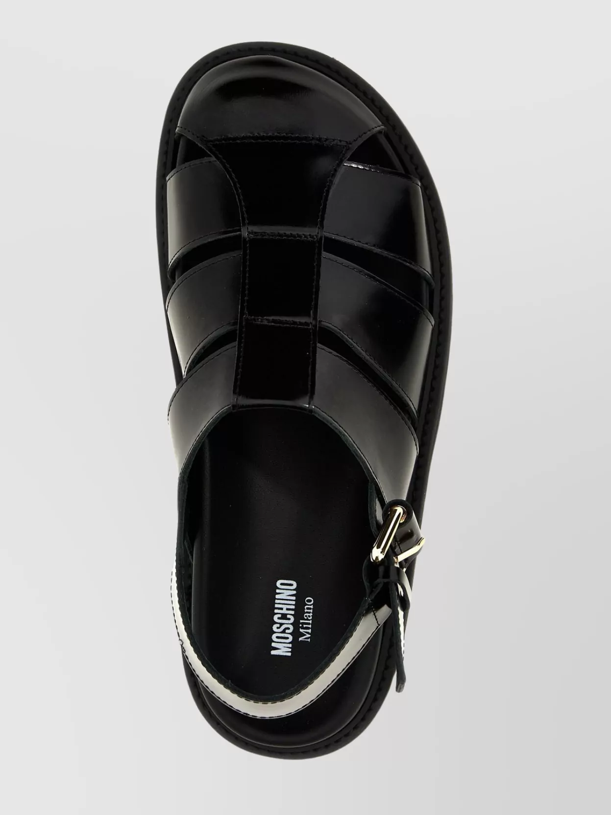 Moschino Cut-Out Leather Sandals Flat Sole