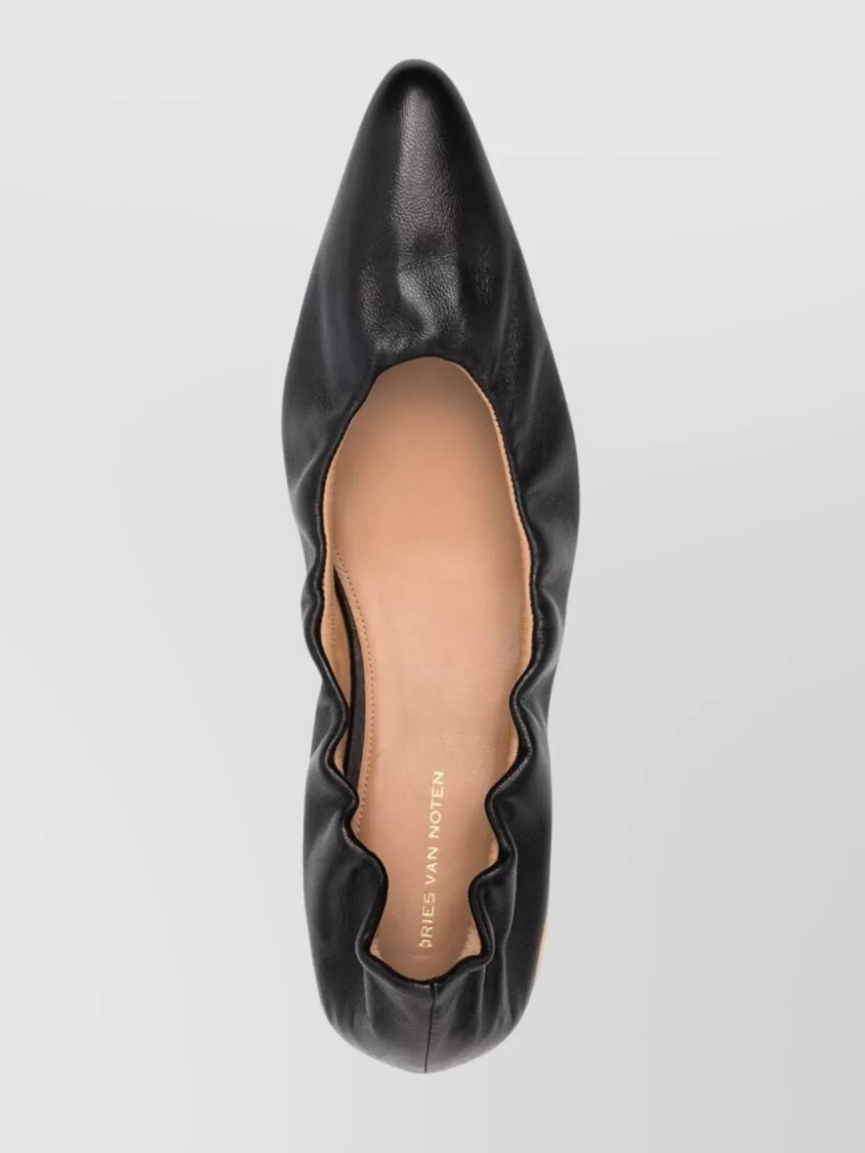 Shop Dries Van Noten Metallic Heel Pointed Toe Ruched Ballerina