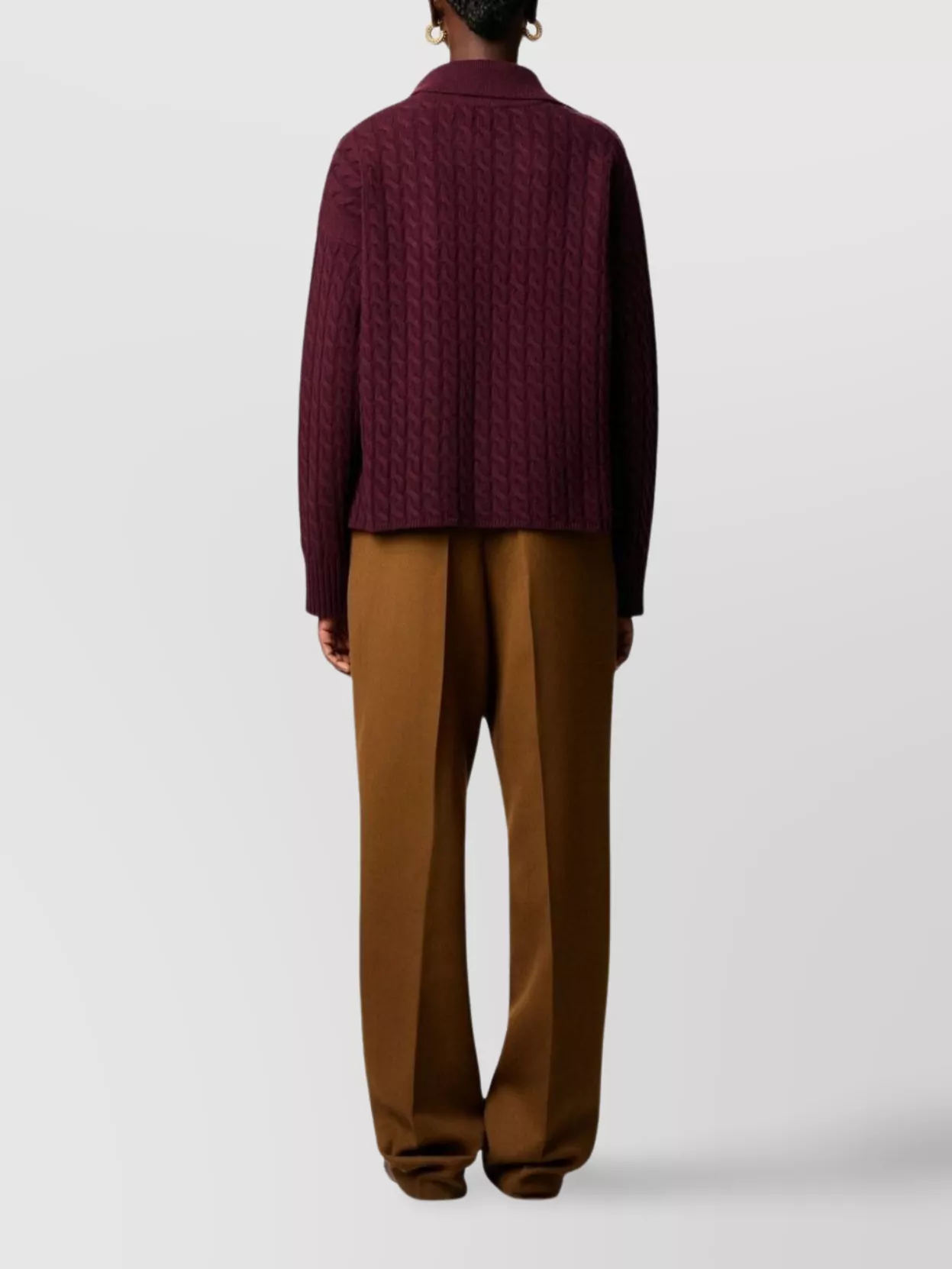 Ami Paris Cashmere Wool Long Sleeve Polo Top