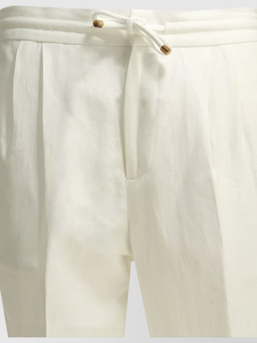 Brunello Cucinelli Linen Blend Straight-Leg Trousers