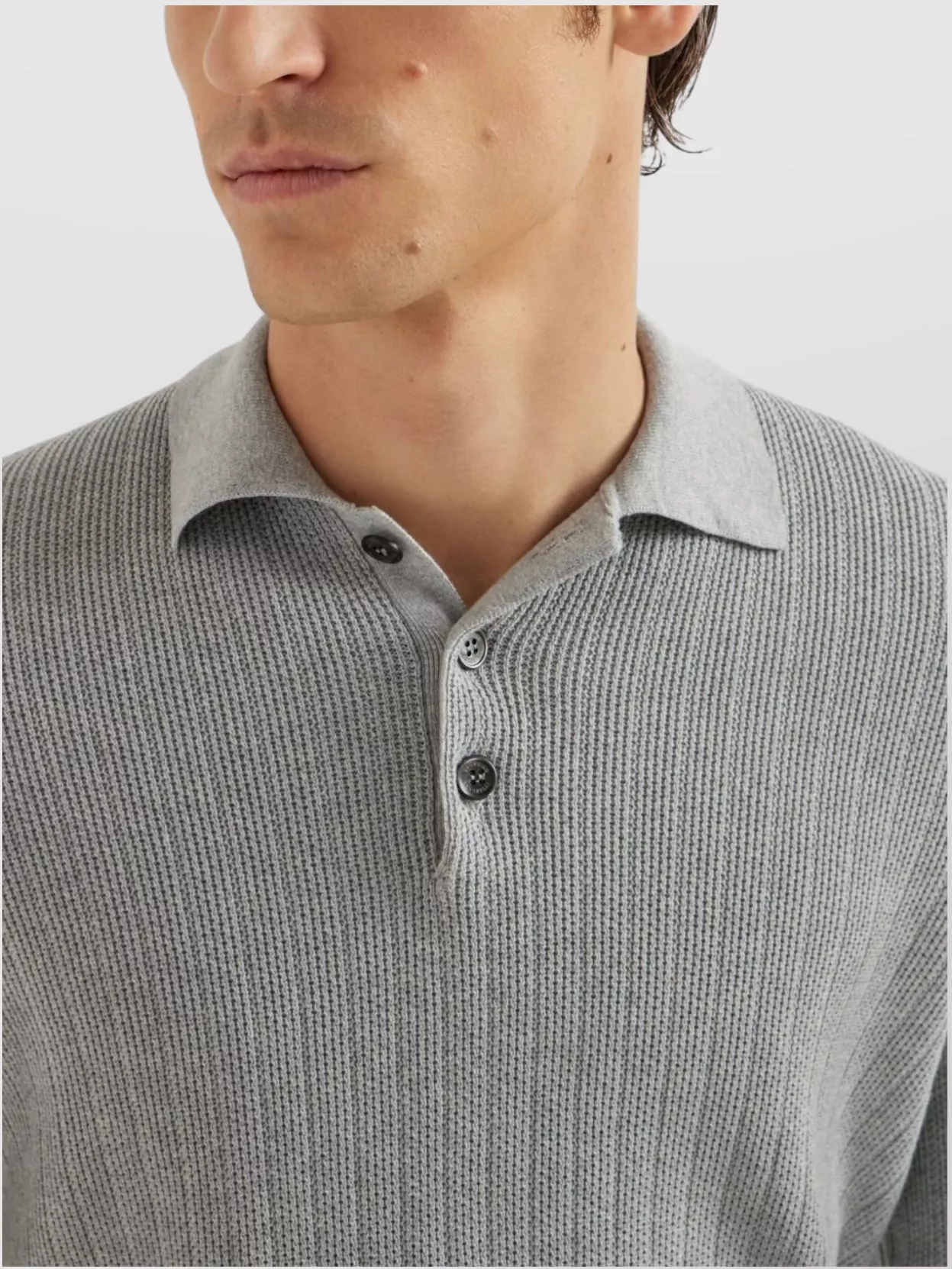 Brunello Cucinelli Knitted Cotton Polo Long Sleeves