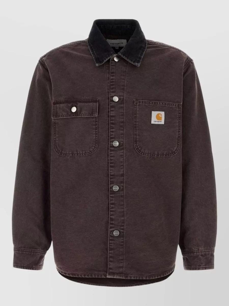Carhartt Denim Shirt Jacket Long Sleeves In Brown