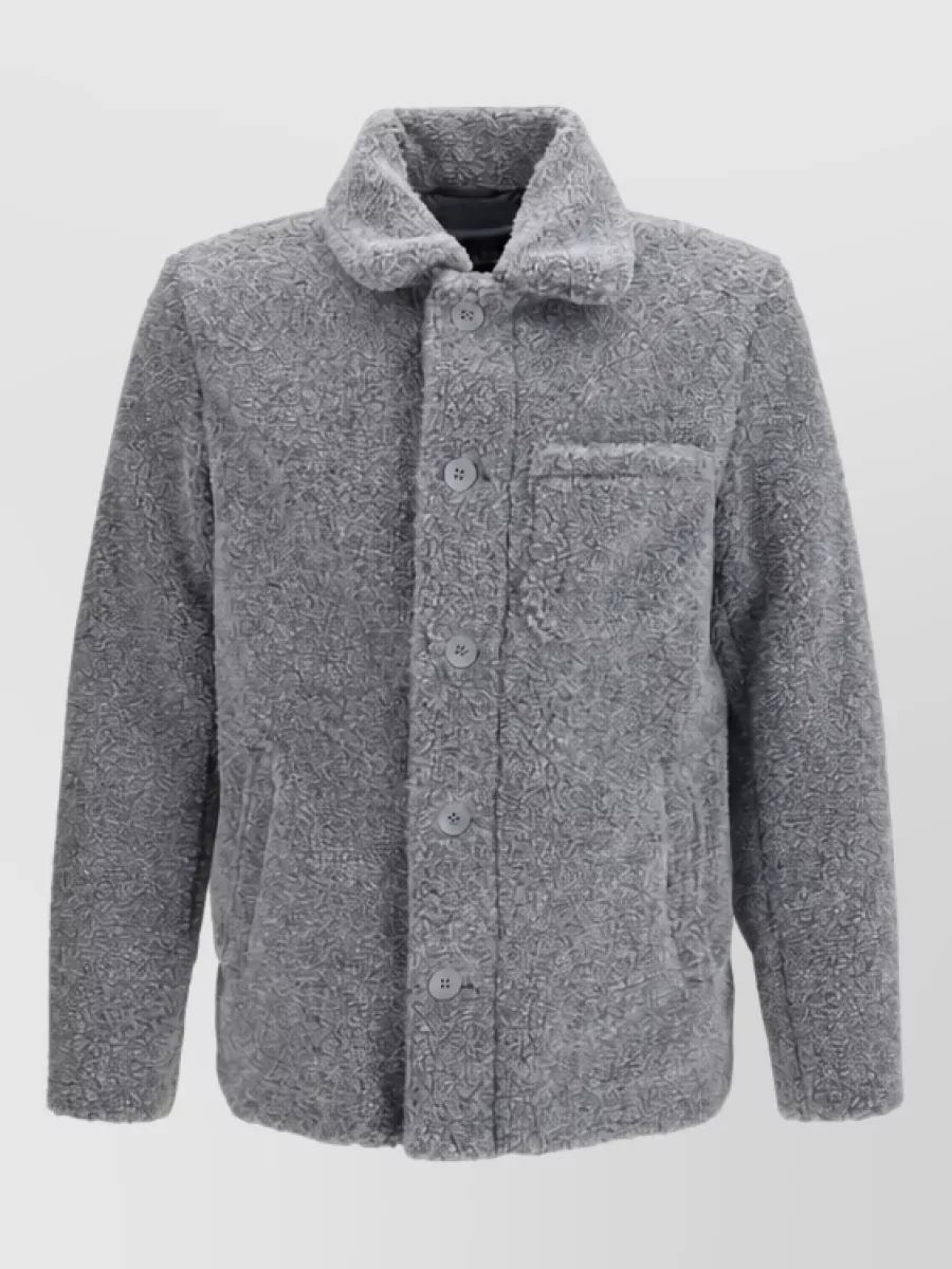 Herno teddy-effect single-breasted coat