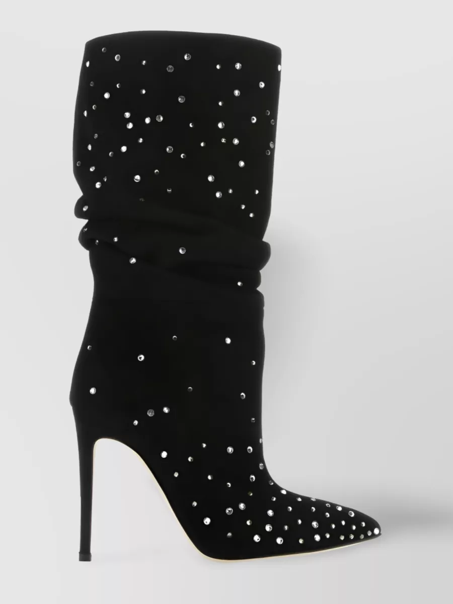 Shop Paris Texas Holly Crystal Suede Boots In Black