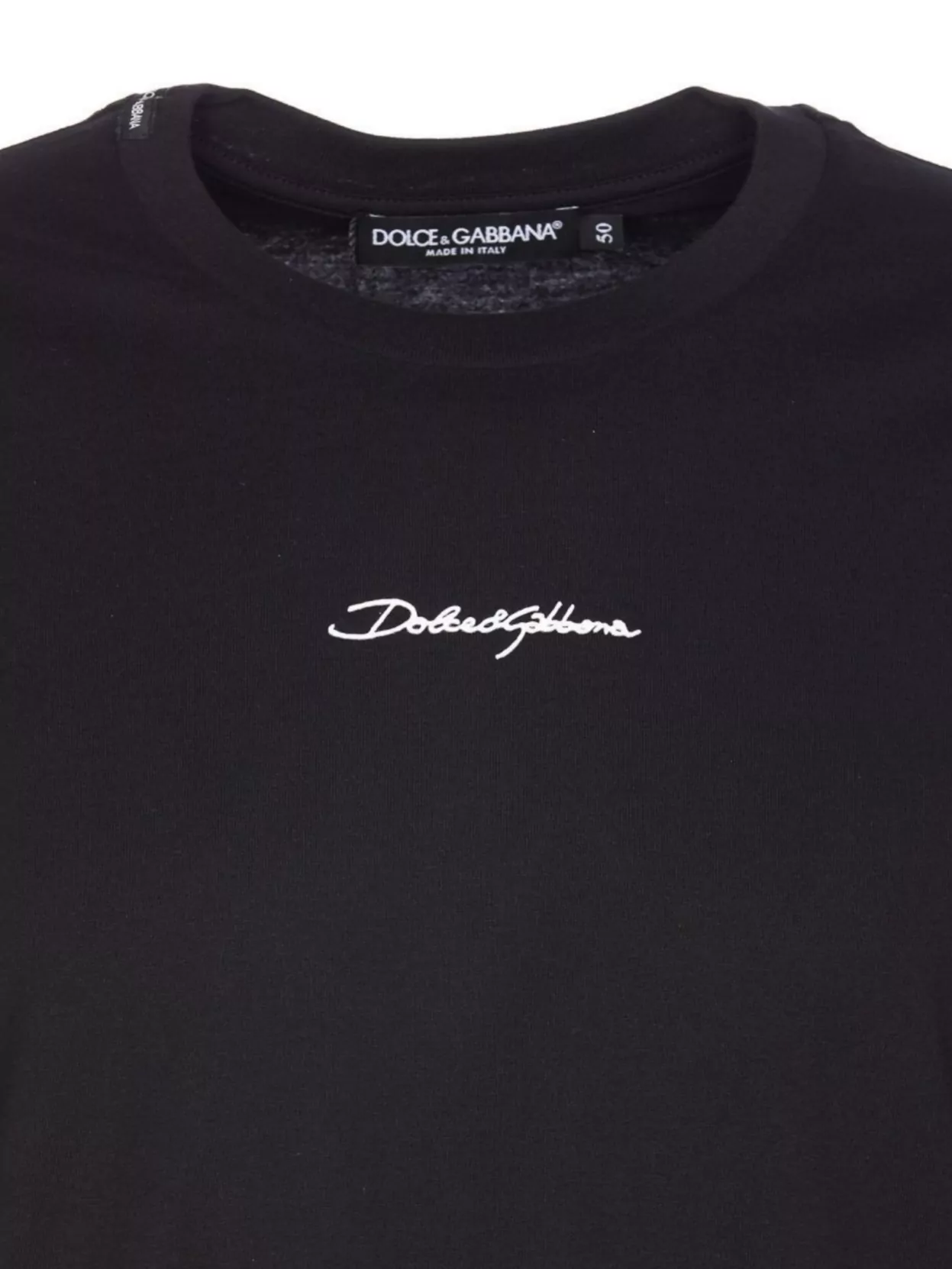 Dolce & Gabbana Black Crewneck T-shirt With Signature Logo In Cotton Man