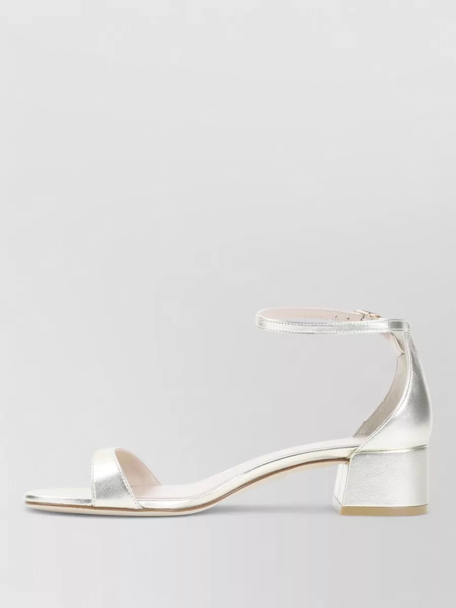 Stuart Weitzman Leather Nudist Block 35 Sandals