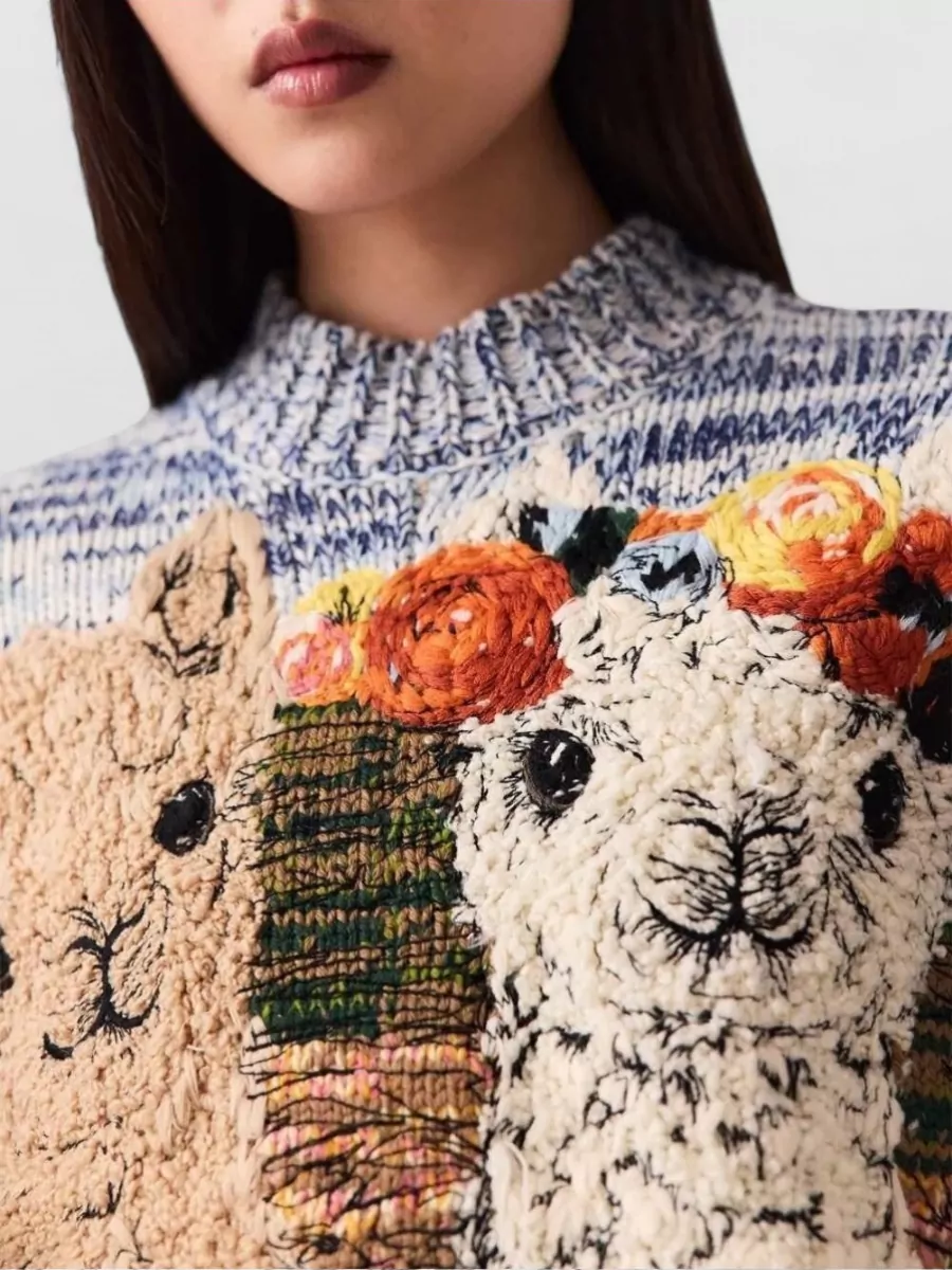 Stella Mccartney Virgin Wool Intarsia Knit High Neck Jumper