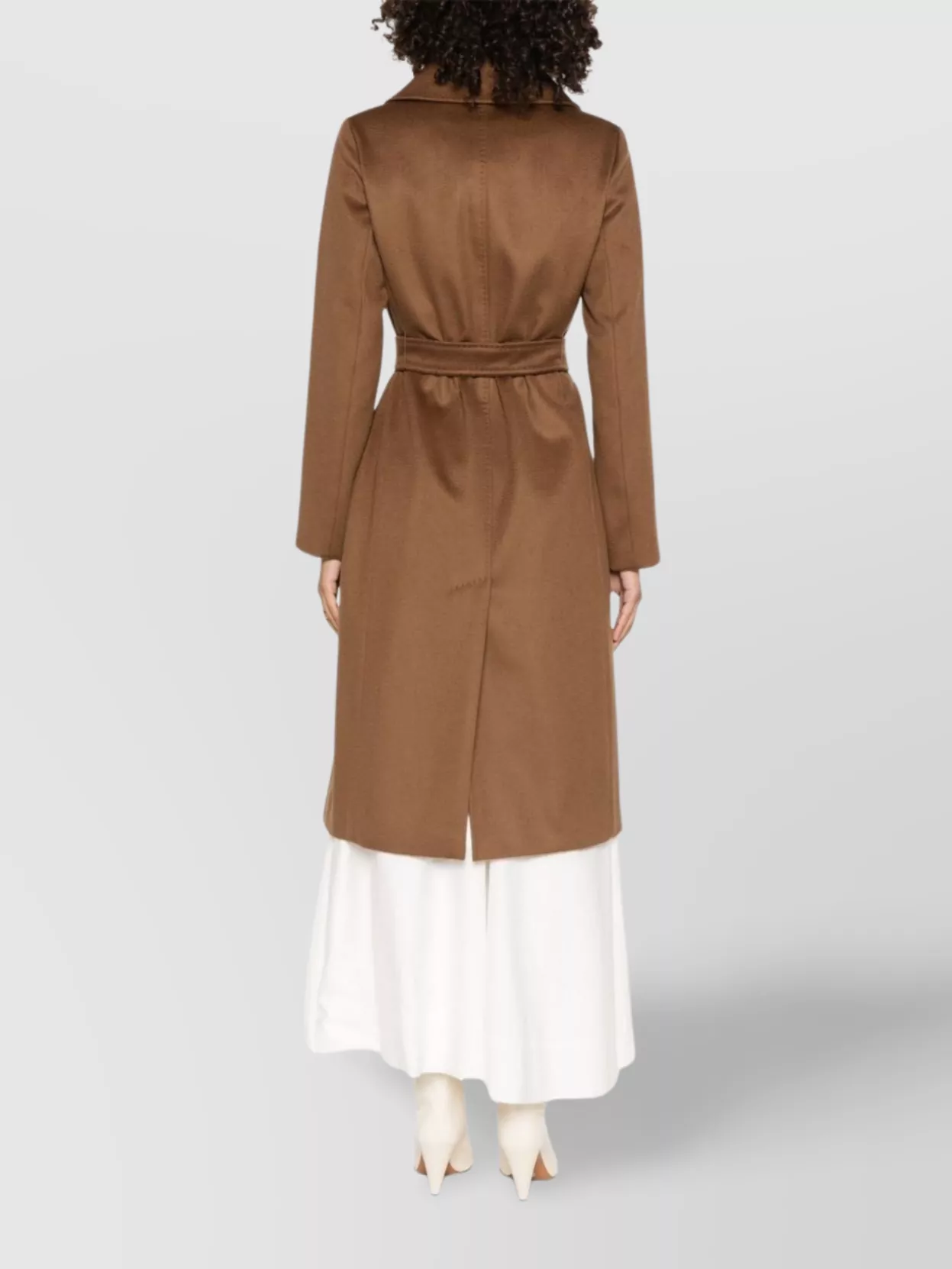 Max Mara Collar Coat With Belted Waist And Pockets In Brown