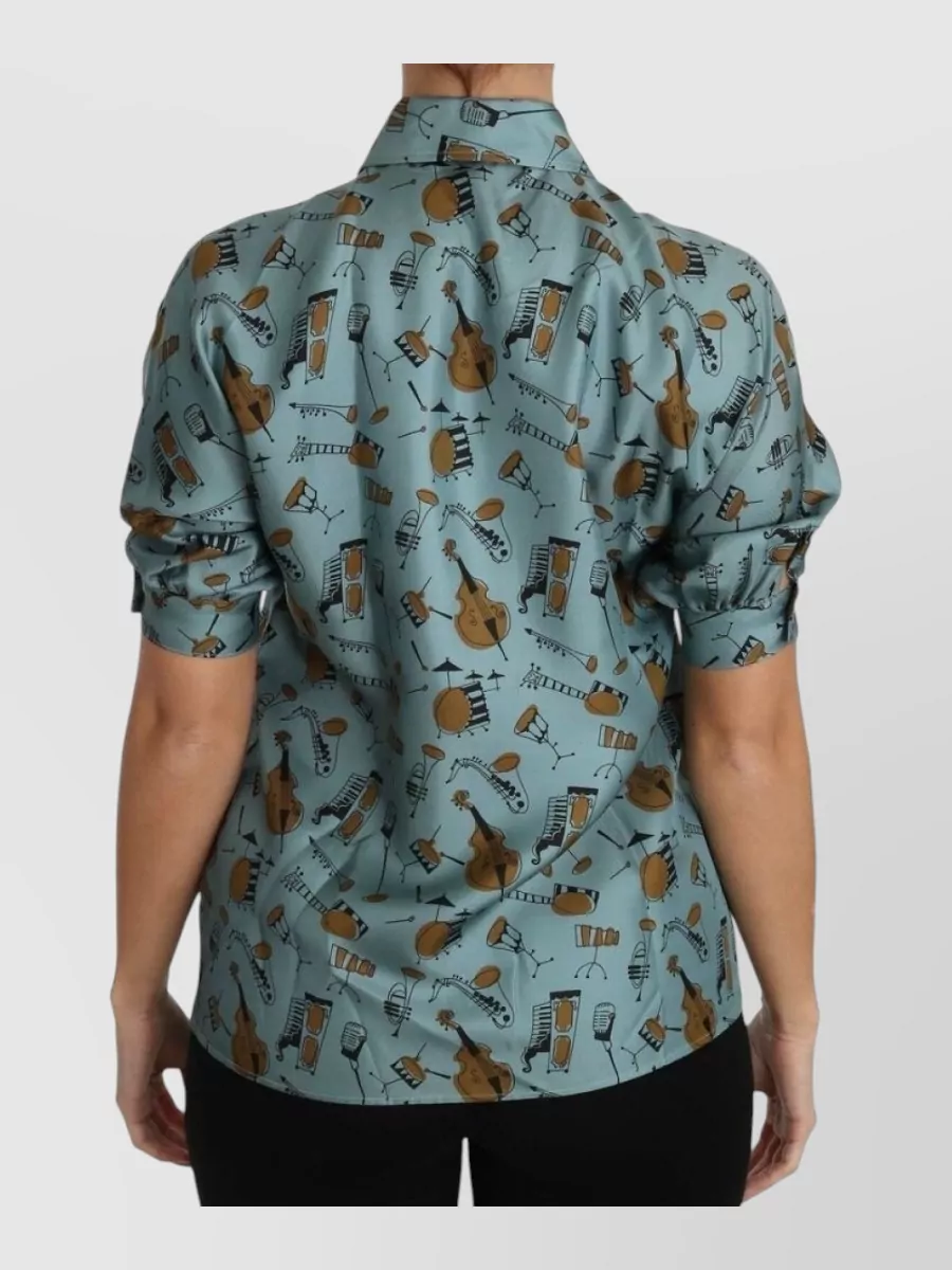 Dolce&Gabbana Silk Printed Short-Sleeve Shirt