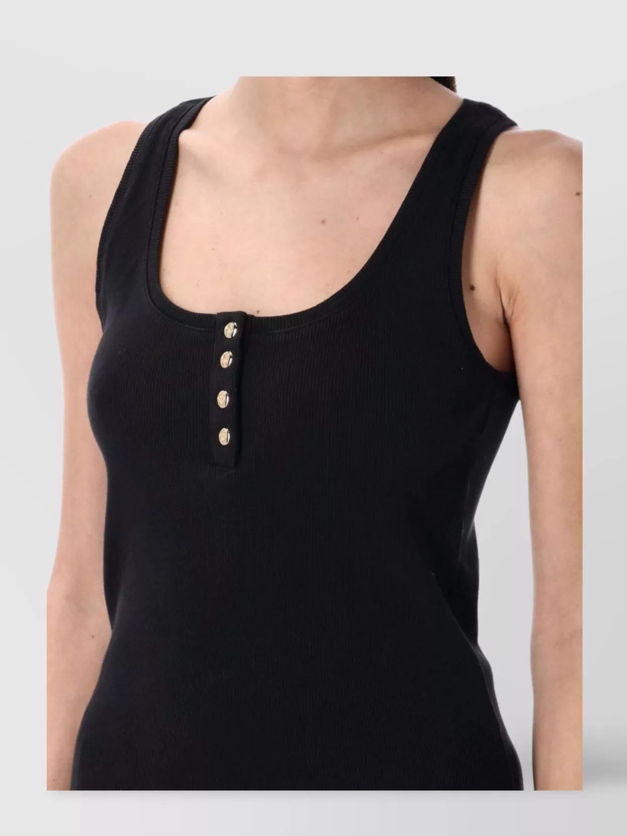 Shop Anine Bing Alessia Scoop Neck Button Tank Top