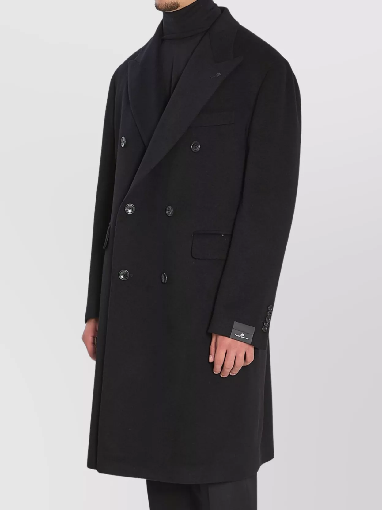 Tagliatore Double-breasted Cashmere Coat Pockets In Black